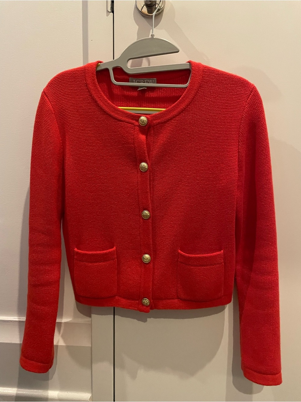 J. Crew Bright Red Button-Front Knit Cardigan